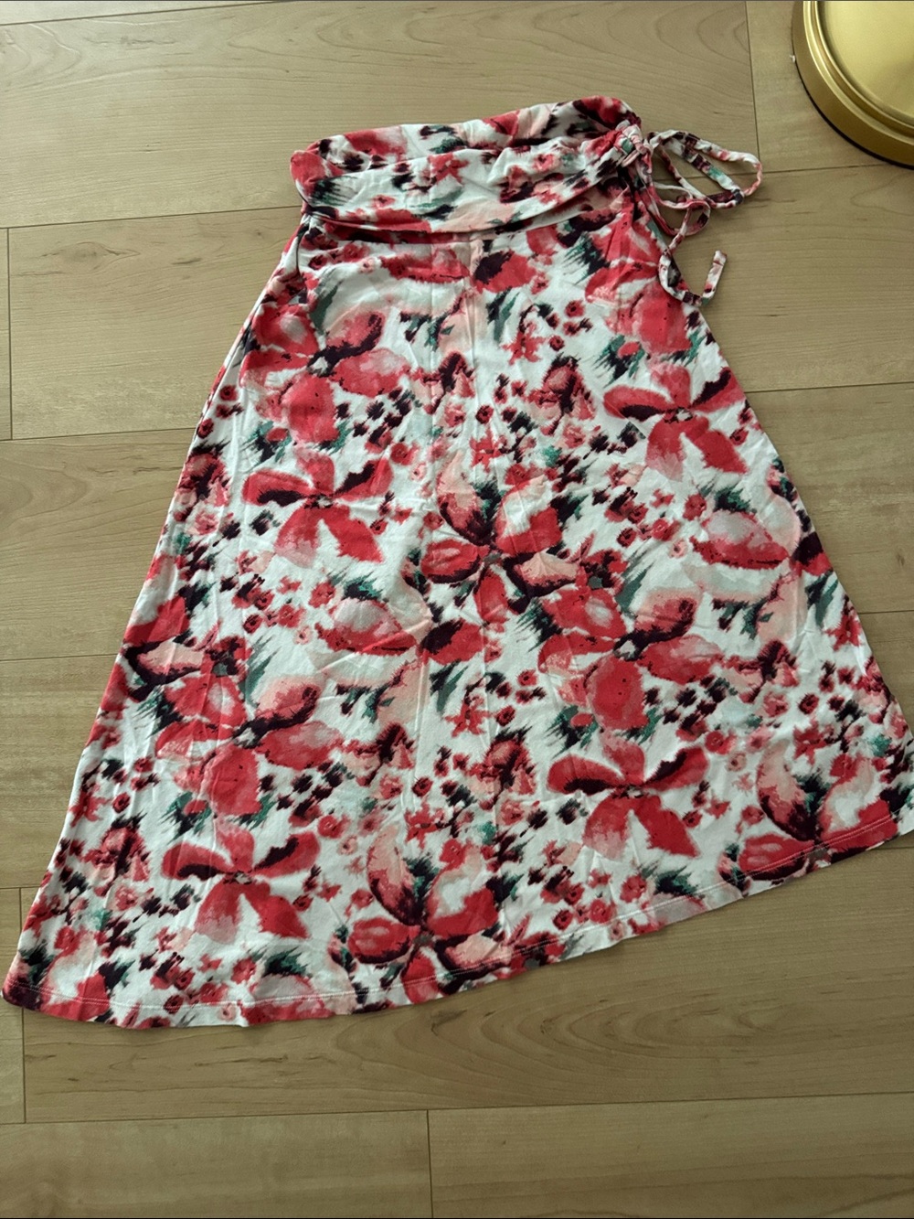 Patagonia Coral Red and White Floral Asymmetrical Skirt or top
